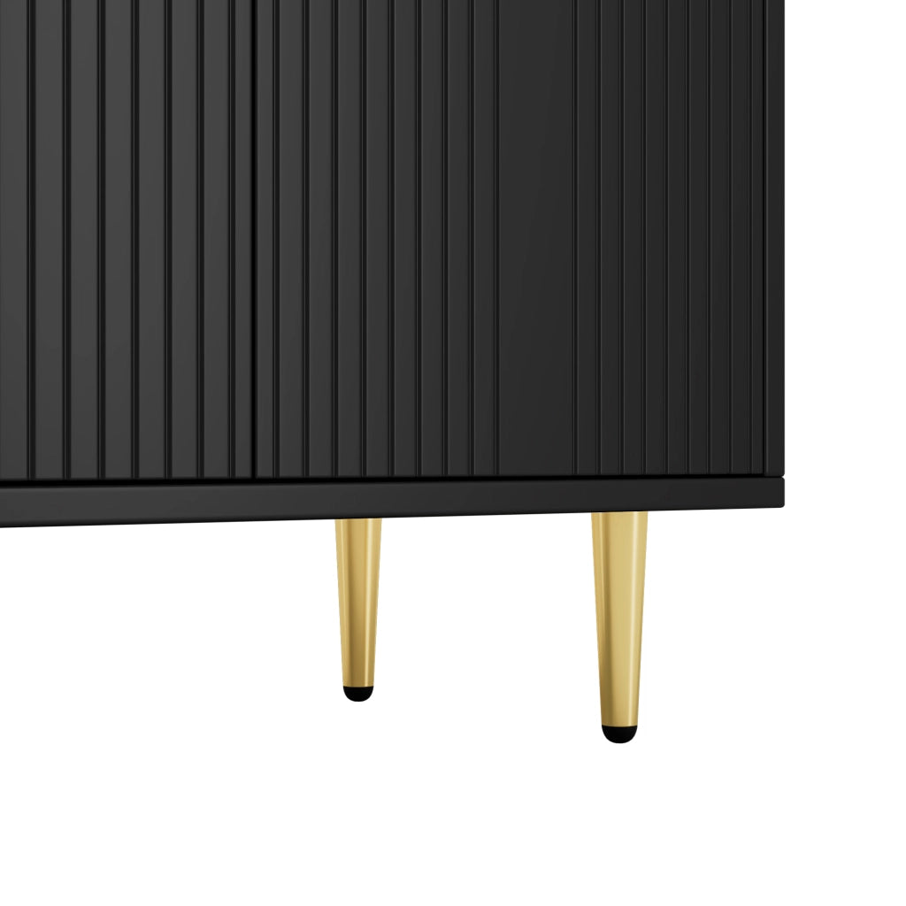 Credenza con 4 ante e ripiani regolabili; chiusura soft-close - per soggiorno - 160x40x80 cm - in MDF e truciolare - nero