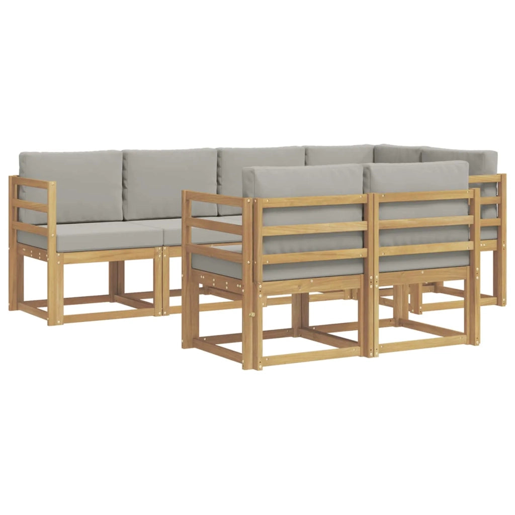 Set di divani da esterno 7 pcs Bianco e Grigio Chiaro 3387755