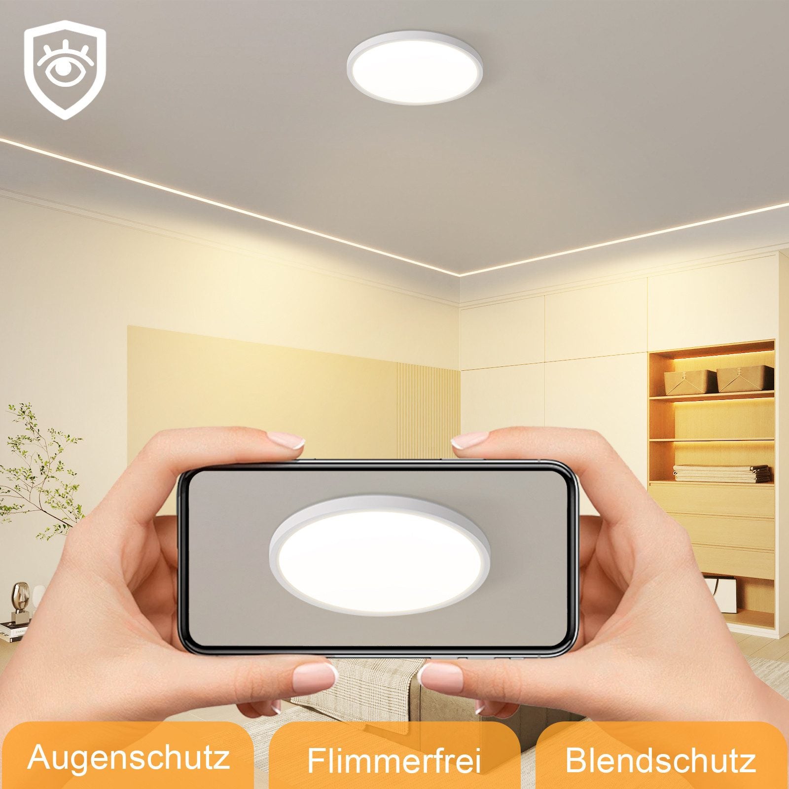 ZMH Lampada da soffitto plafoniera LED moderna rotonda 30 cm illuminazione bianca calda per interni