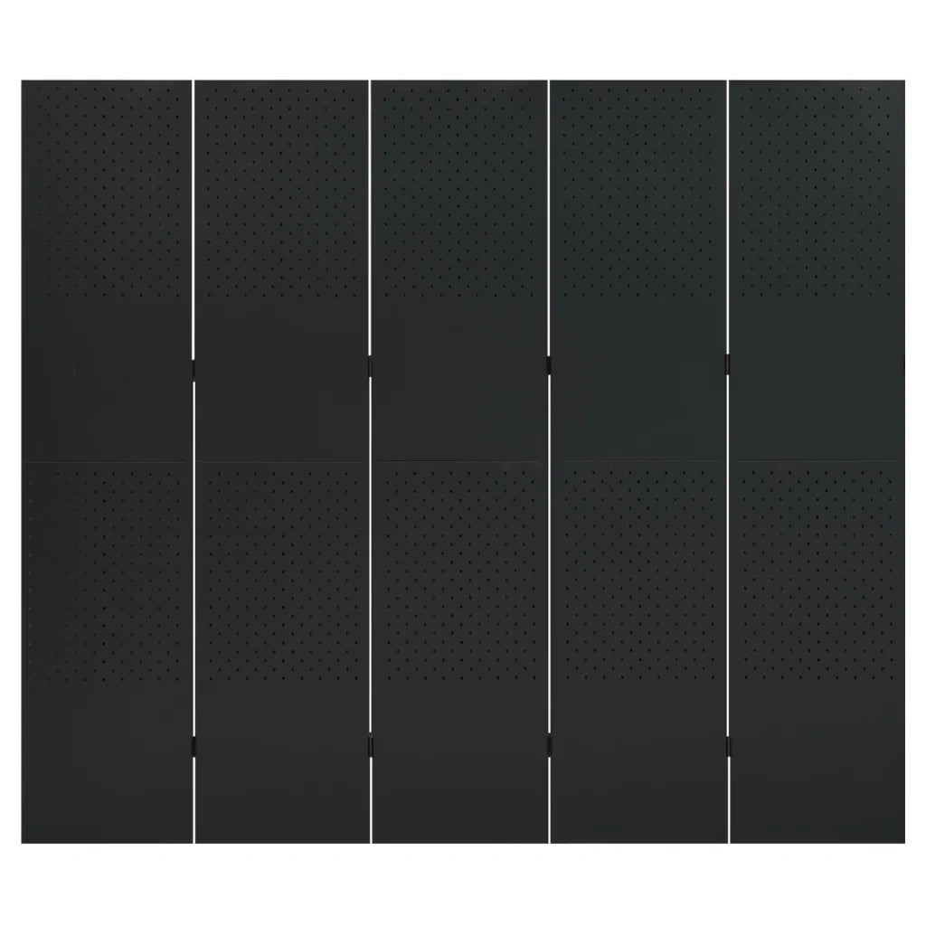 Paravento a 5 Pannelli 2 pz Nero 200x180 cm in Acciaio 3095196