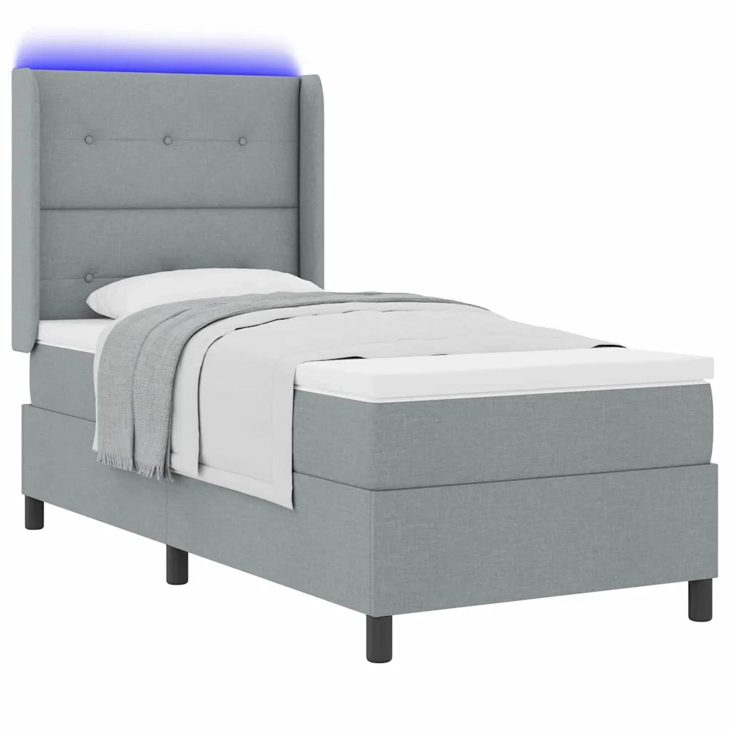 Letto a Sorgente LED Grigio chiaro 100 x 200 cm Tessuto 3343490