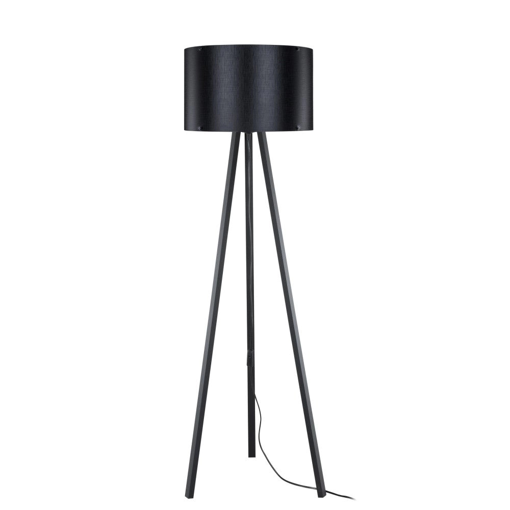 Lampada da terra treppiede e paralume nero Piko MDL5134