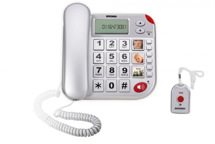 BRONDI Telefono a filo senior SUPER BRAVO PLUS con telecomando per chiamate SOS