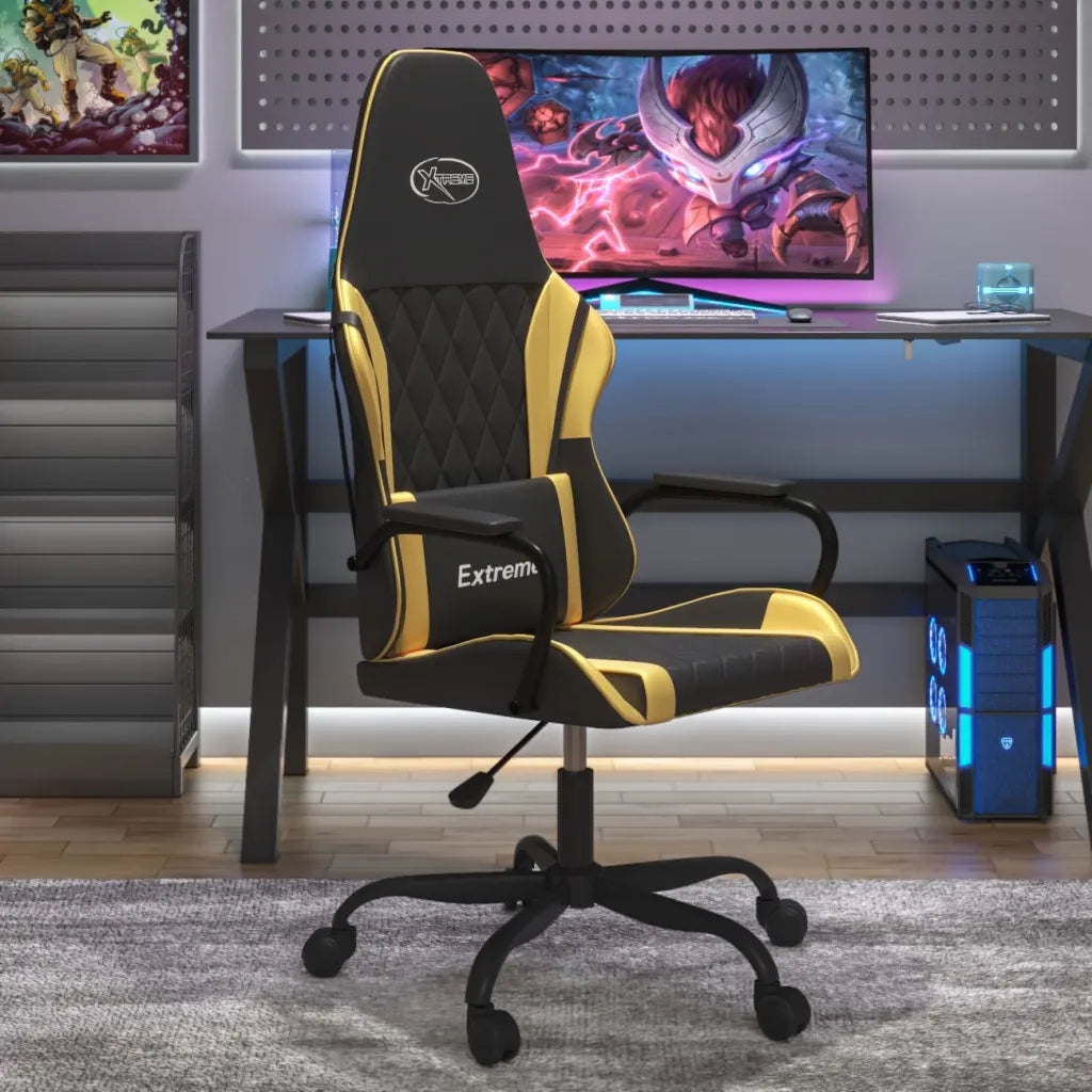 Sedia da Gaming | Sedia da e-sports Nera e Oro in Similpelle