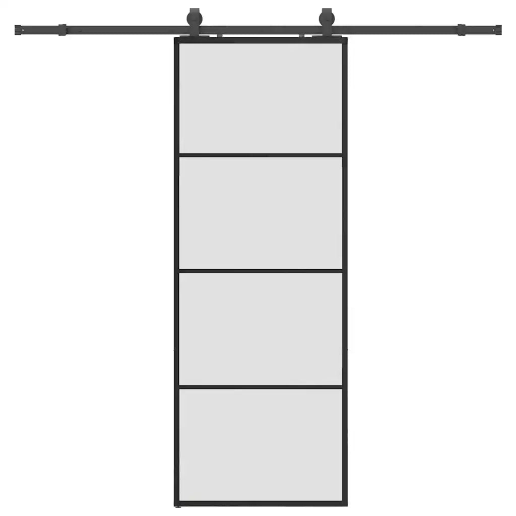 Porta Scorrevole con Ferramenta Nera 76x205 cm in Vetro ESG