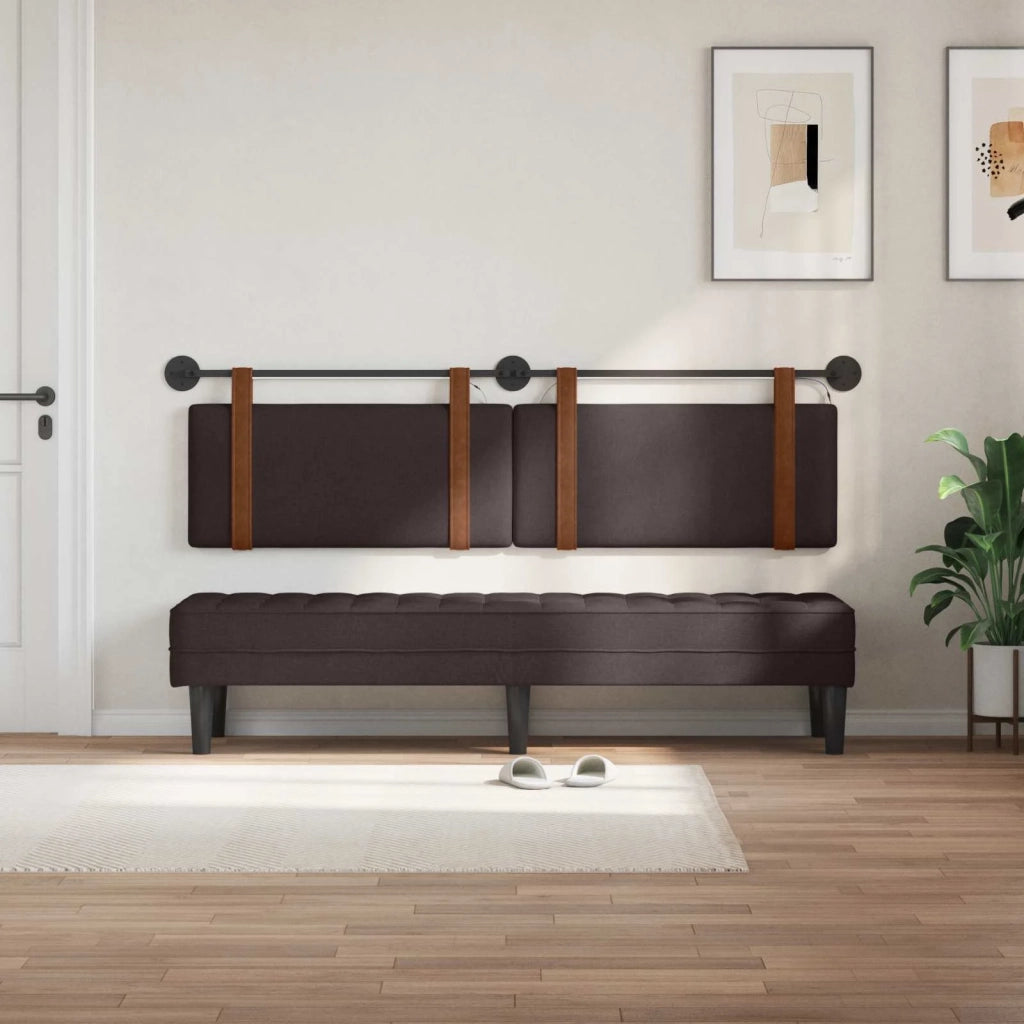 Testiera | Testata sospesa Con luce LED Marrone Scuro PU Antico