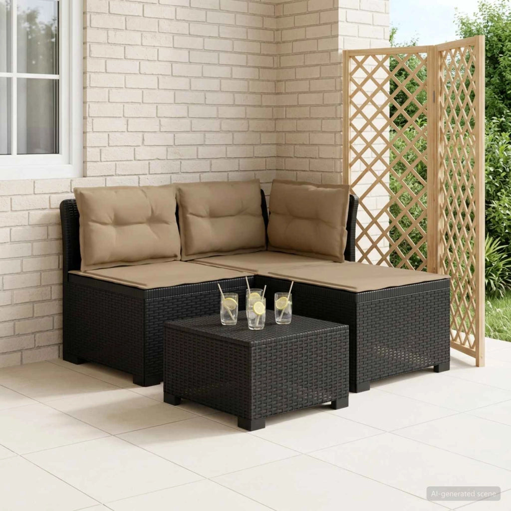 Divano da giardino 3 posti con cuscini in look rattan 3 posto 8011906
