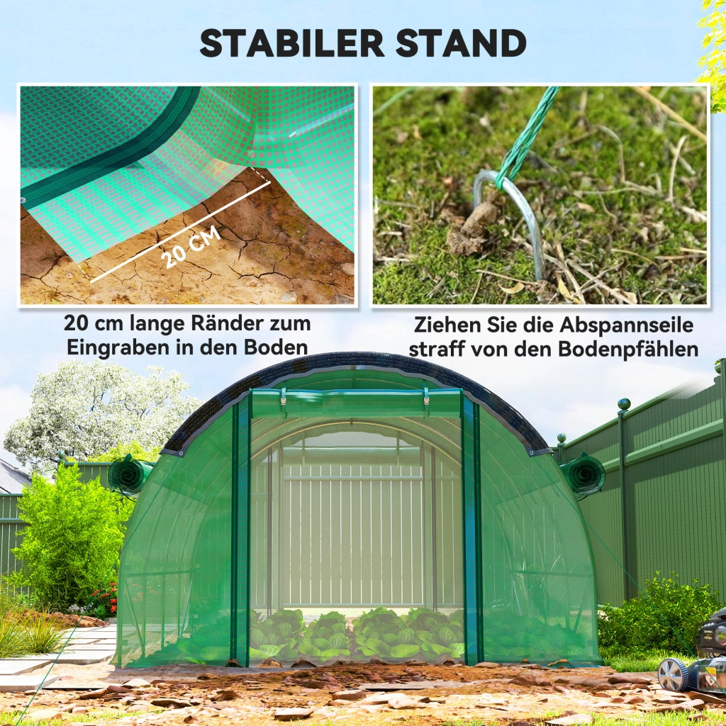 SERRA TUNNEL 4 x 3 x 2 m in plastica verde con rete ombreggiante