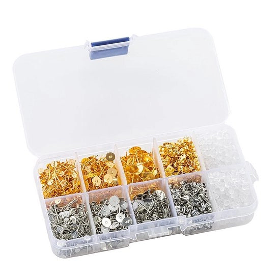 Set di Orecchini Decorativi in Oro e Argento - Accessori in Metallo - 5 Dimensioni - 3/4/5/6/8 mm