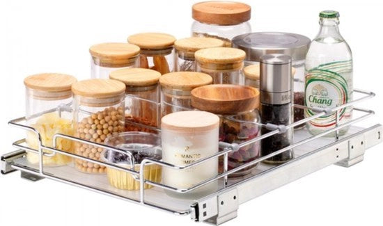 Kruidenrek estensibile per cucina 292 x 419 x 63,5 mm con lavello scorrevole, kruidenrek da appendere, organizzatore per cucina, piastra per sottozona, cassetta per lavello multifunzione