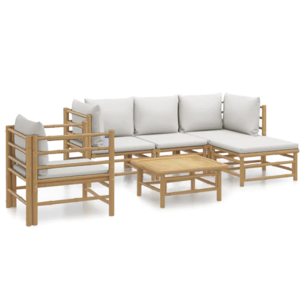 Set Salotto da Giardino 6pz con Cuscini Grigio Chiaro BambÃ¹cod mxl 124237