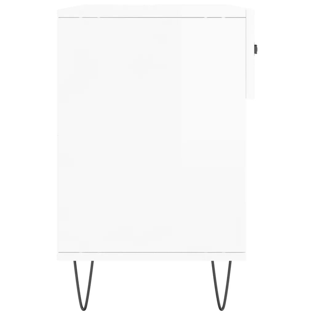 Panca Porta Scarpe | Scarpiera | Mobile per scarpe Bianco Lucido 102x35x55 cm Legno Multistrato