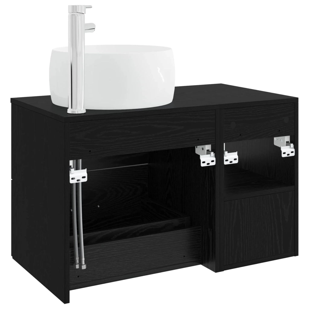 Set di mobili per il bagno 2 pcs Rovere Nero 3403921