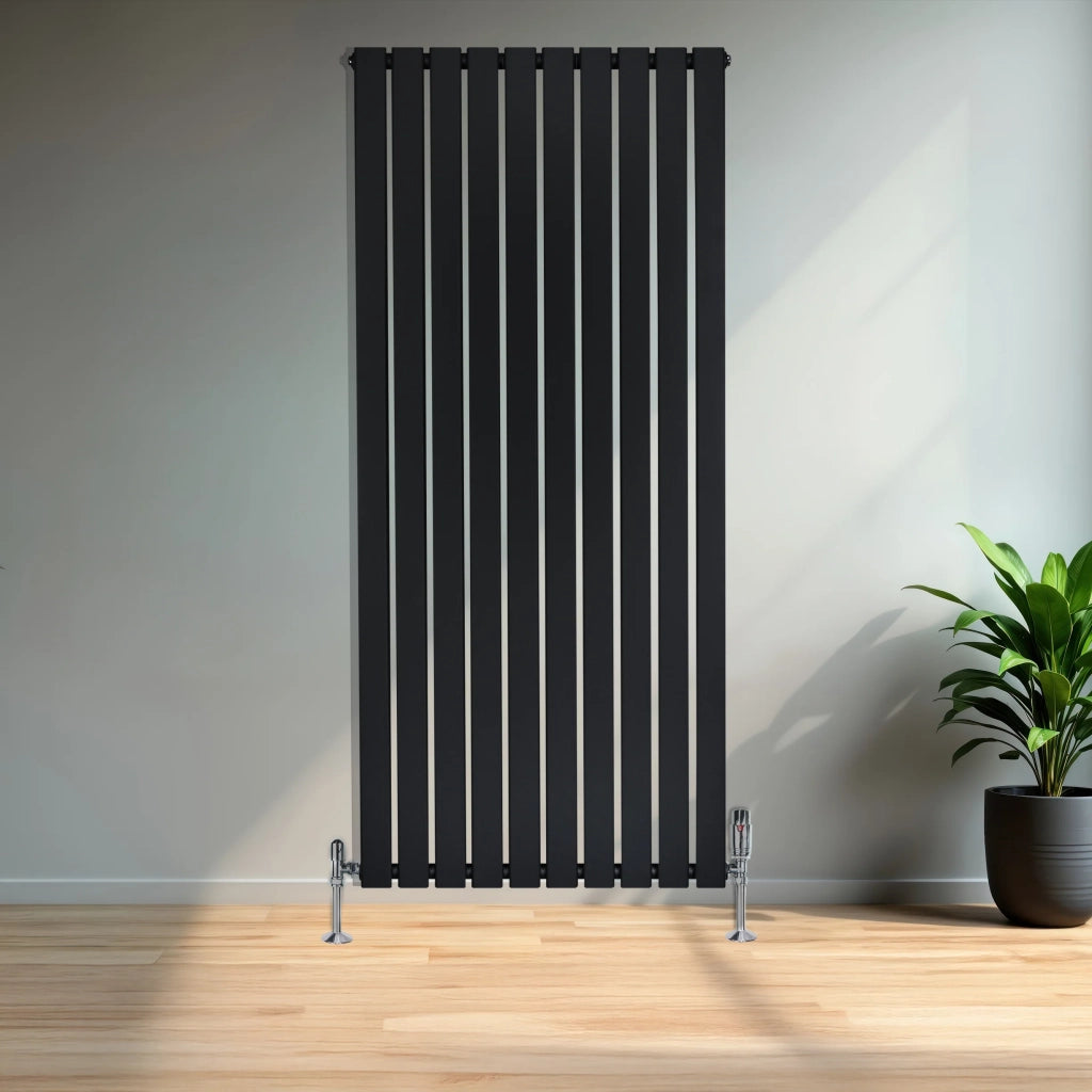 Radiatore Verticale Design Piatto Colonna Singola Nero 1600x700 mm