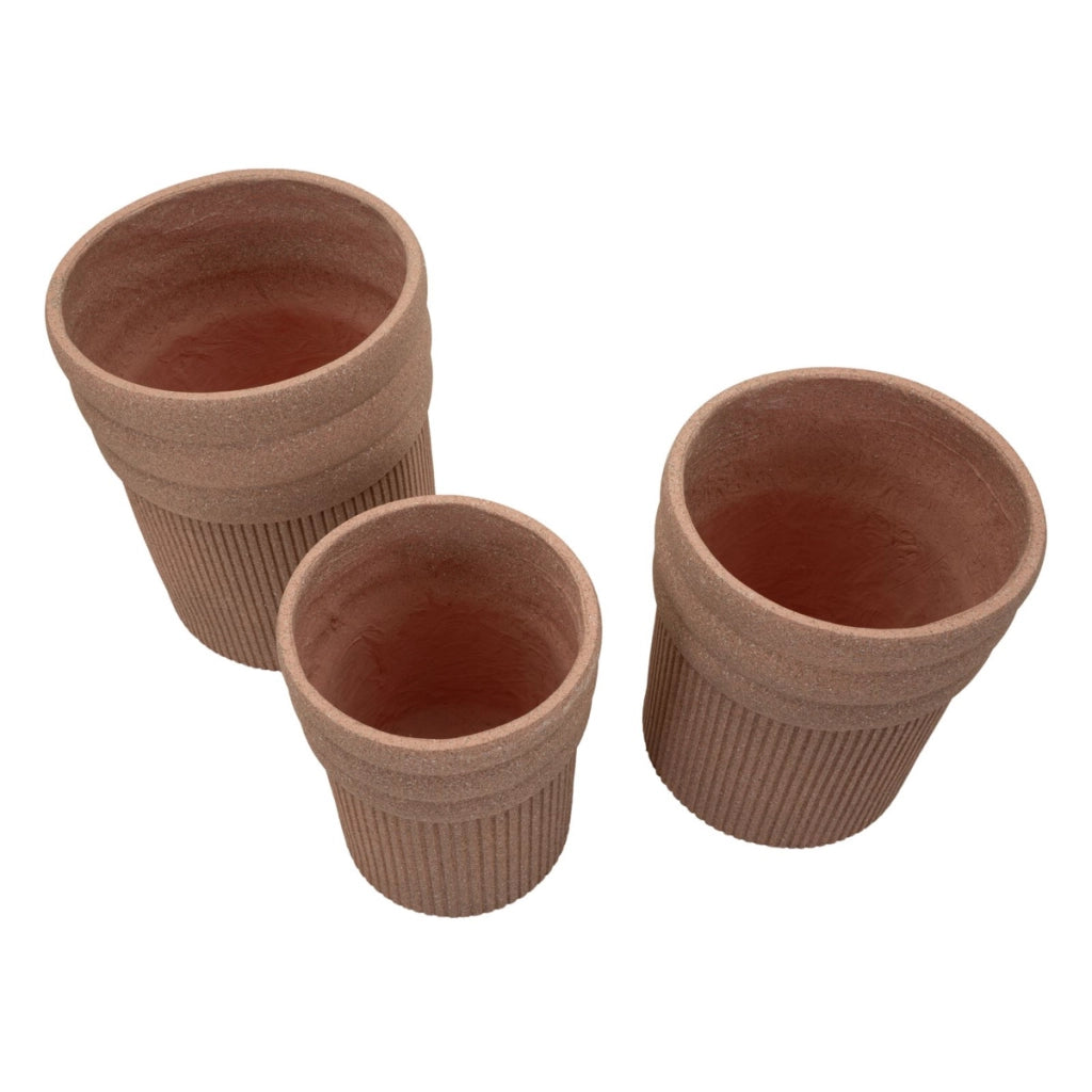 Set di 3 Vasi per Piante VKH1043, Rosso, Poliresina, 41,5x41,5x50 cm
