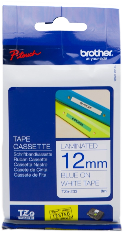 Brother TZE-233 nastro per etichettatrice Blu su bianco