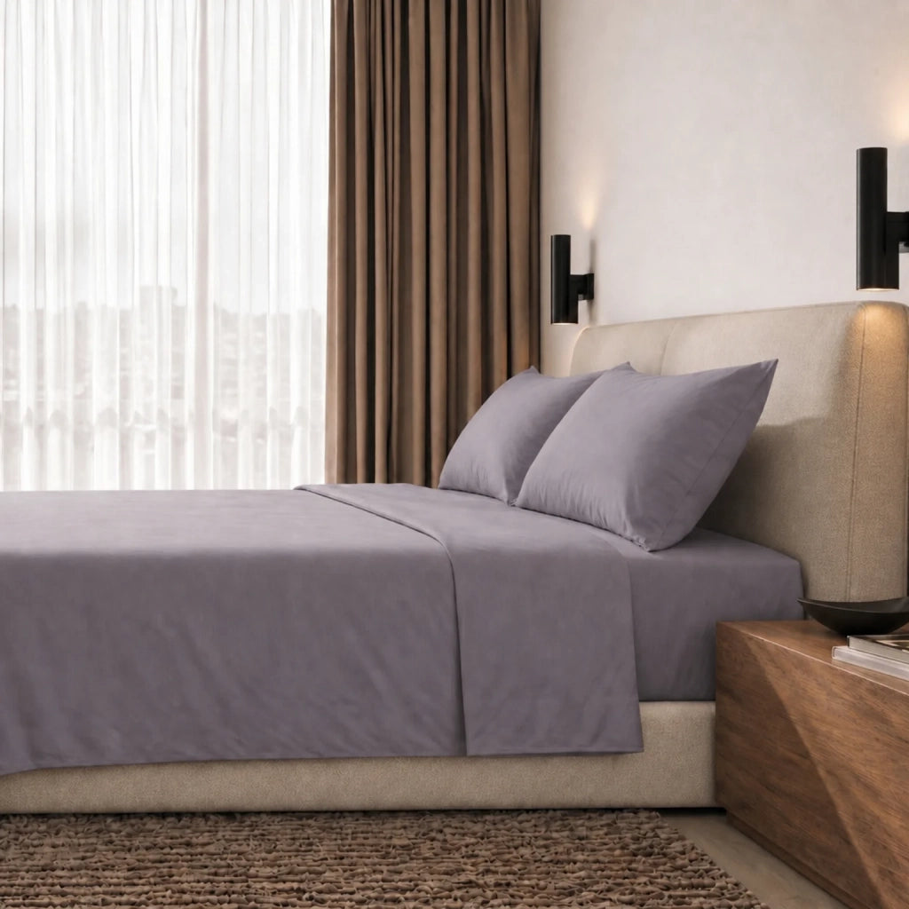 Set Lenzuola Letto Una Piazza e Mezza in Cotone Percalle 200 TC Storm | Lenzuolo Piano 190x295 cm, lenzuolo con angoli 130x200 cm e Tasca da 28 cm, 1 Federa | Made in Italy