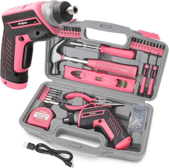 Set di Attrezzi da 35 Pezzi con Cacciavite USB Ricaricabile e Kit di Montaggio alla Parete - Ideale per Reparazioni Domestici