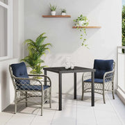 Set da Pranzo per Giardino 3 pcs Grigio e Nero Rattan 3380246