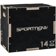 Box Jump Pliometrico a 3 Altezze in Legno Antiscivolo. 41-36-31cm. Nero