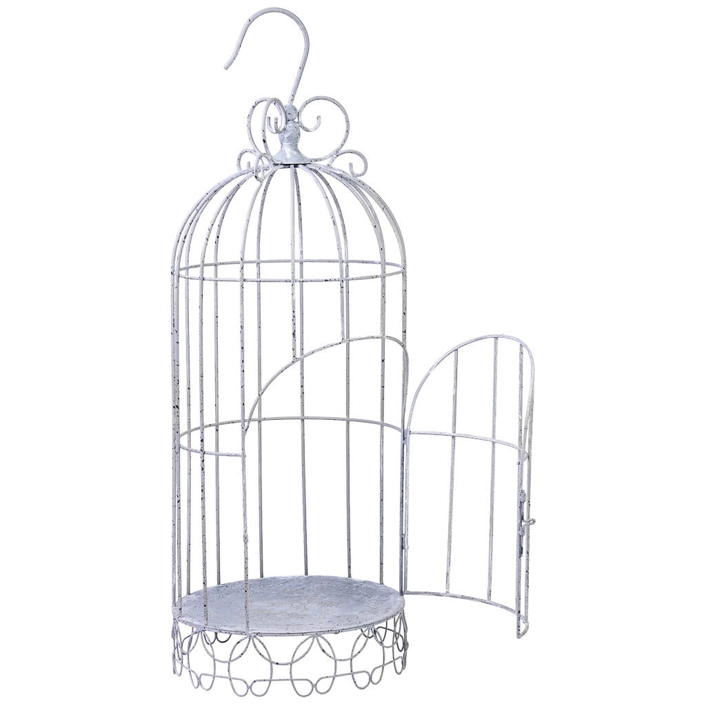 Gabbia decorativa in metallo grigio 28,58x28,58x81,28h cm