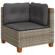 Divano Angolare da Giardino-Sofa da giardino-Divano da esterno con Cuscini Grigio in Polyrattan