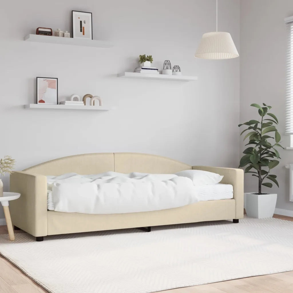 Divano Letto con Materasso-Sofa Letto-Daybed Crema 80x200 cm in Tessuto 812732