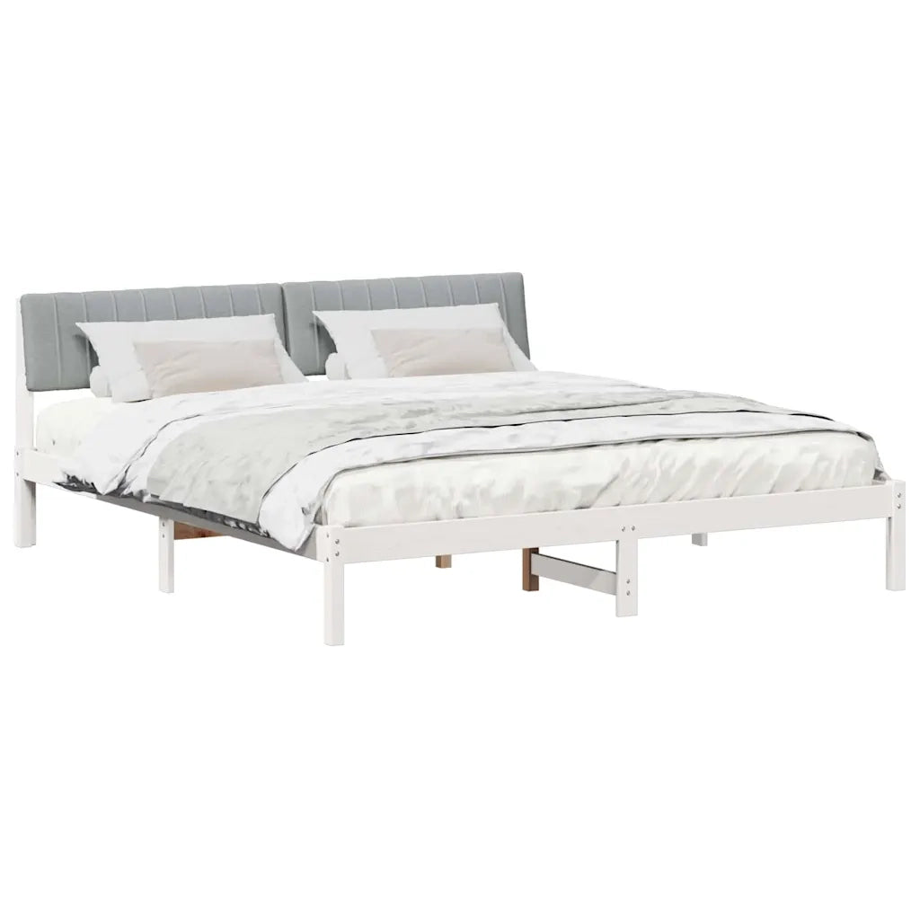 Letto matrimoniale | Letto per adulti | Struttura del Letto Bianco e grigio chiaro 180 x 200 cm