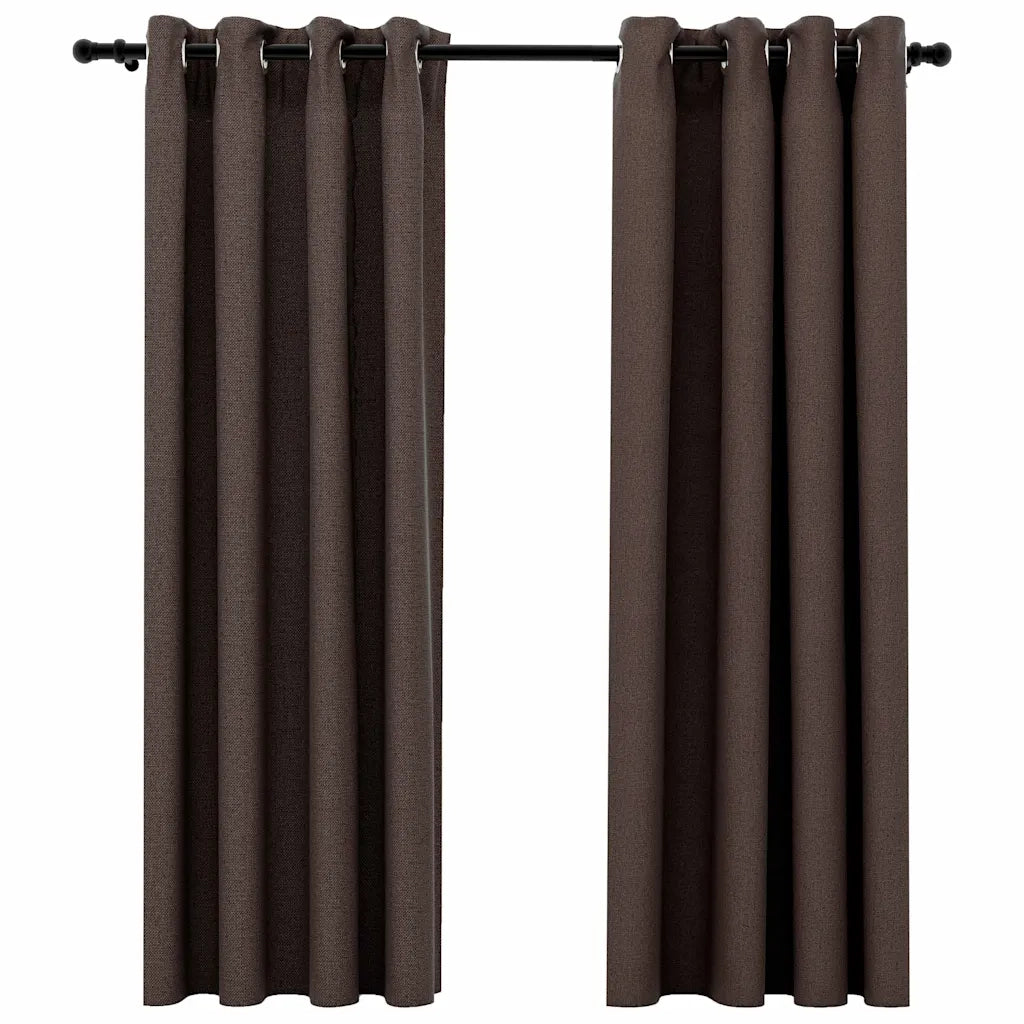 Tende Oscuranti Effetto Lino con Occhielli 2 pz Talpa 140x175cm