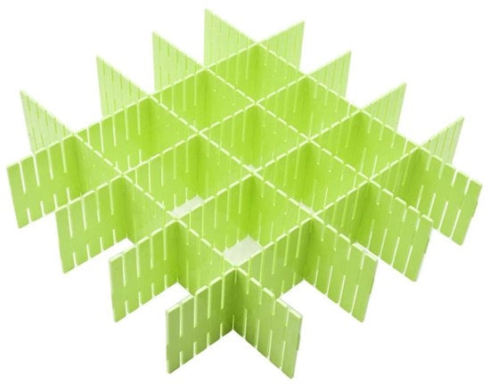 Organizzatore per contenitori in plastica da 8 contenitori con separatori regolabili per una cabina organizzata, per la gestione di capi di abbigliamento, biancheria intima, articoli da ufficio e scuola e accessori da cucina (verde)