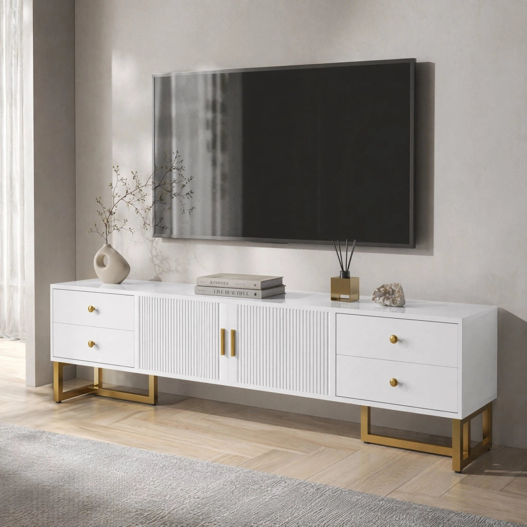 MOBILE TV 175 cm Bianco in MDF con 4 cassetti e 2 ante