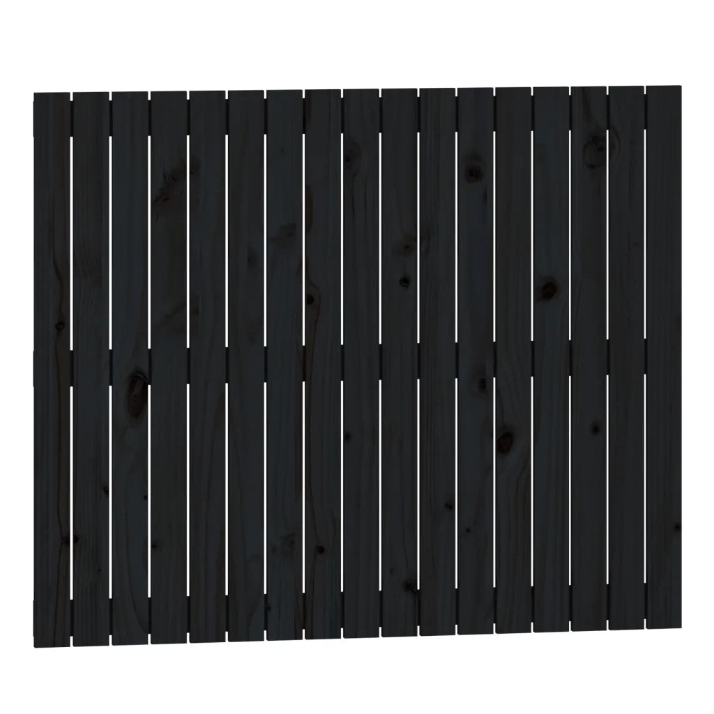 Testiera | Testata da Parete Nera 108x3x90 cm in Legno Massello di Pino