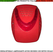 SIRENA ELETTRONICA LAMPEGGIANTE ROSSA ESTERNA SEGNALA ALLARME INCENDIO ALIMENTATA 24 VCC SOTTOCOPERCHIO ANTISCHIUMA
