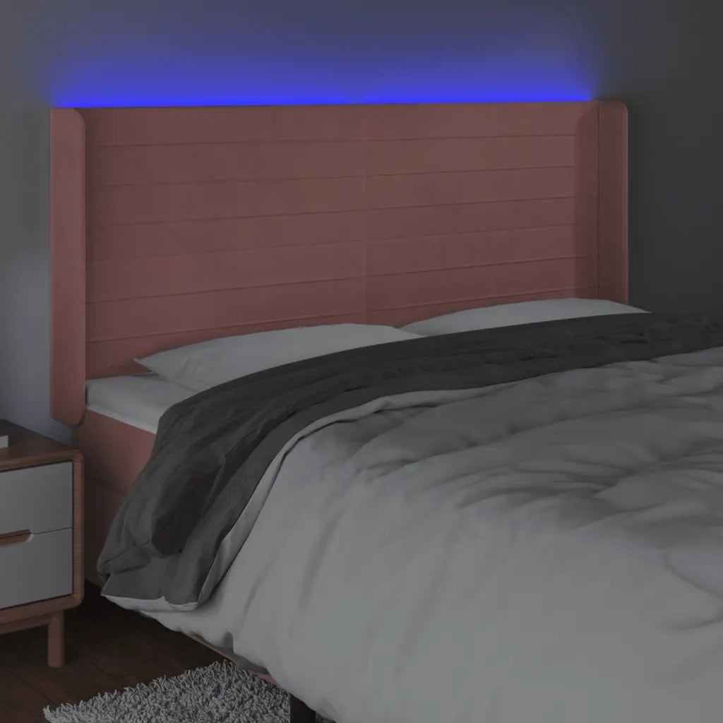 Testiera a LED rosa 183x16x118/128 cm in Velluto 3124253