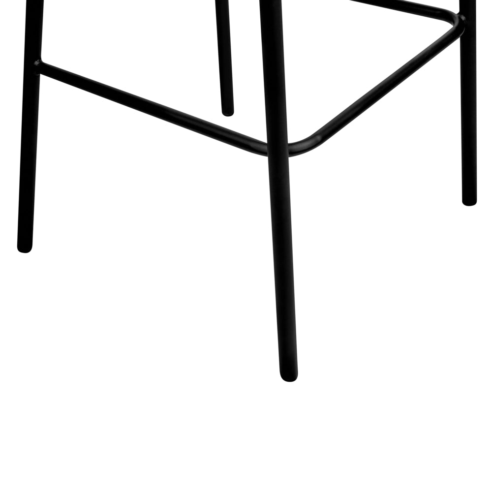 Set di 2 sedie da bar Rivestimento in tessuto bianco sporco Gambe in metallo nero Sgabelli senza braccioli Schienale curvo Sala da pranzo moderna Cucina