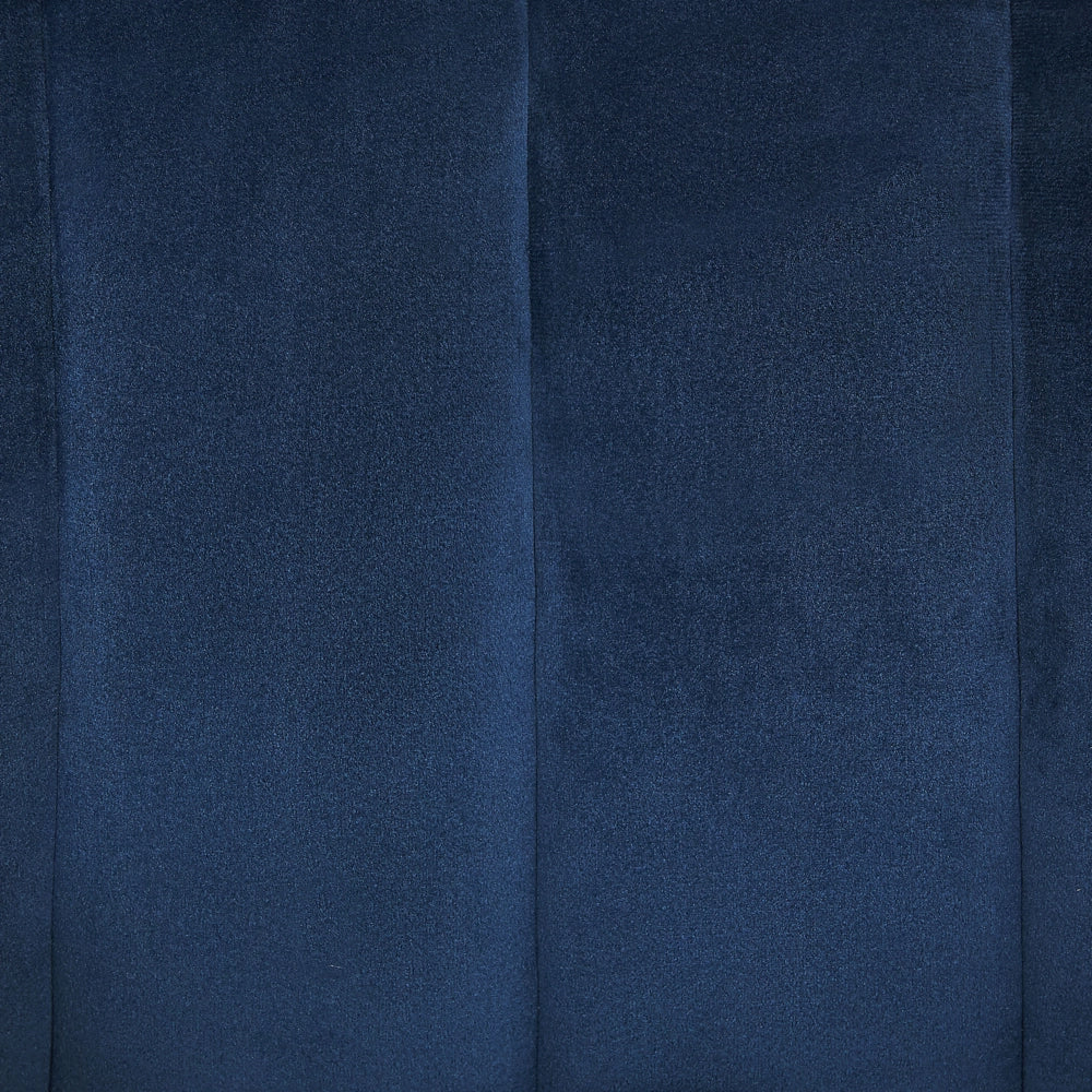 Poltrona Velluto Blu Struttura In Metallo Dorato Con Schienale Tondo Stile Glam