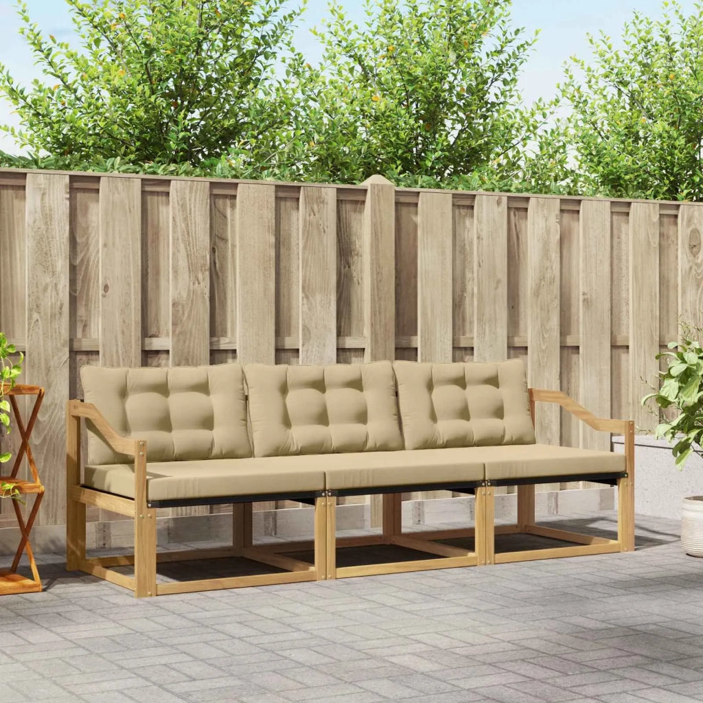 Set di divani da esterno 3 pz Bianco e Beige 3388383