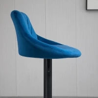Set 2 Sgabelli da Cucina di Design con Schienale e Poggiapiedi, Seduta in Velluto e Base in Metallo, 46x48x83-104cm, Blu