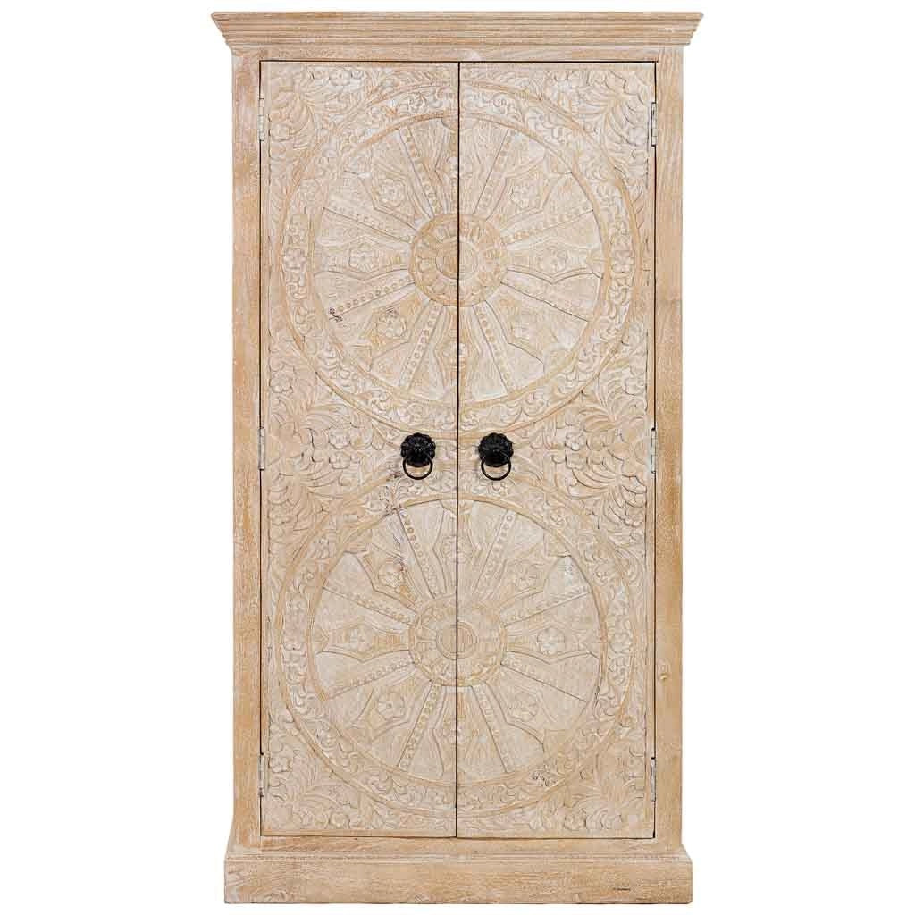 Armadio in legno fatto a mano con 2 ante beige, 90x40x165h cm