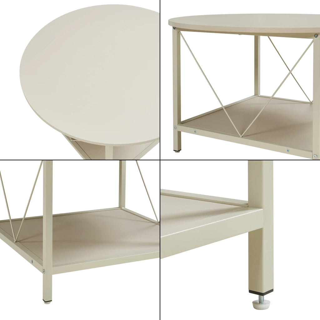 Tavolino consolle laterale diametro 80x46 cm colore sabbia 03_0010788
