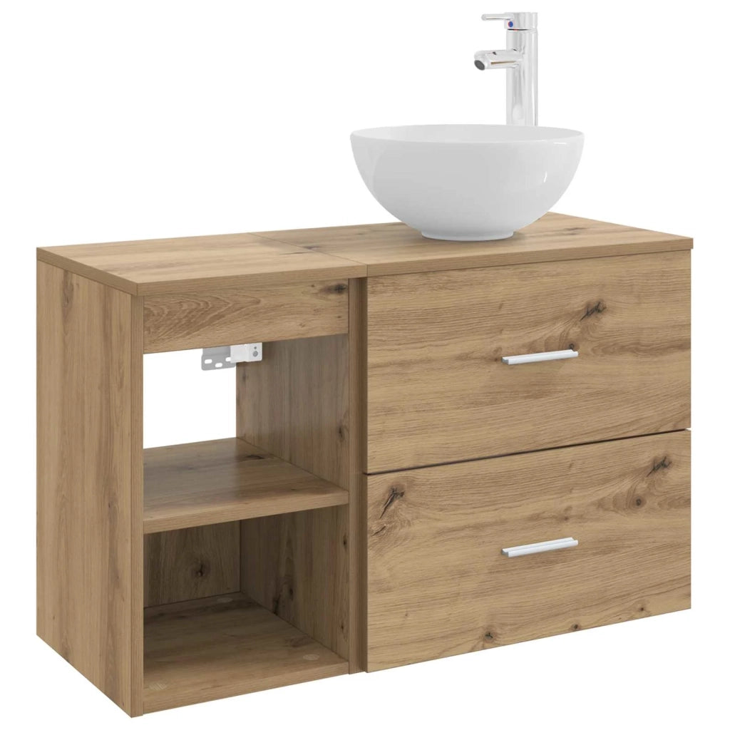 Set di mobili per il bagno 2 pz Rovere Artigianale 3403879