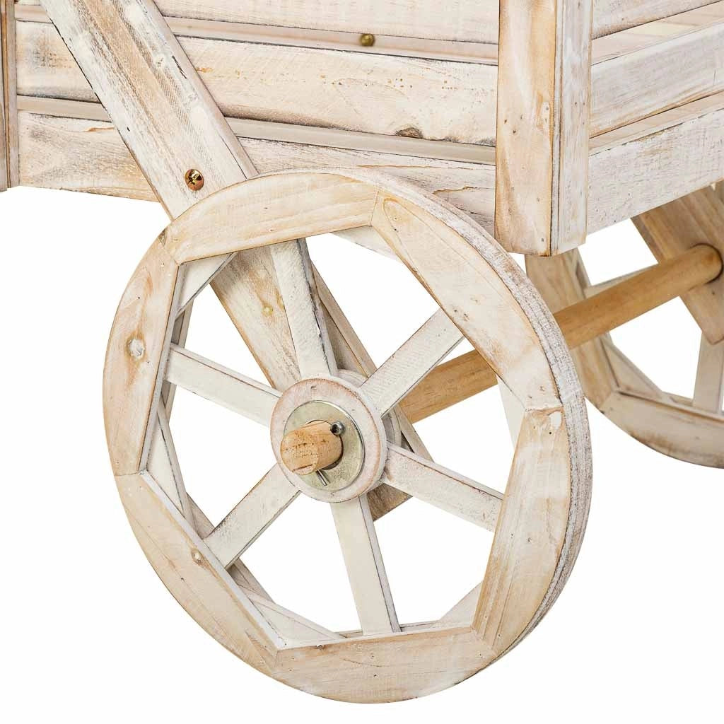 Carrello espositivo con ruote in legno bianco 100x52x120h