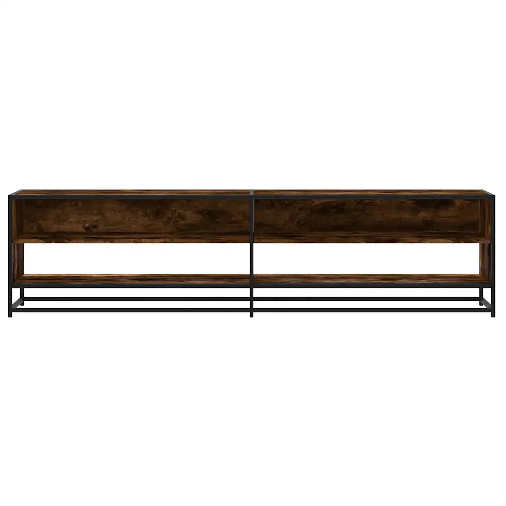Mobile TV industriale con ampio vano contenitore 180,5 x 40 x 46 cm realizzato in legno composito finitura rovere affumicato 02_0055619