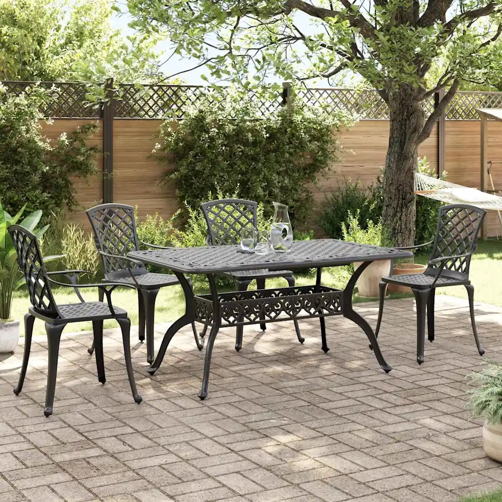 vidaXL Set da Pranzo da Giardino 5 pz Nero in Alluminio Pressofuso