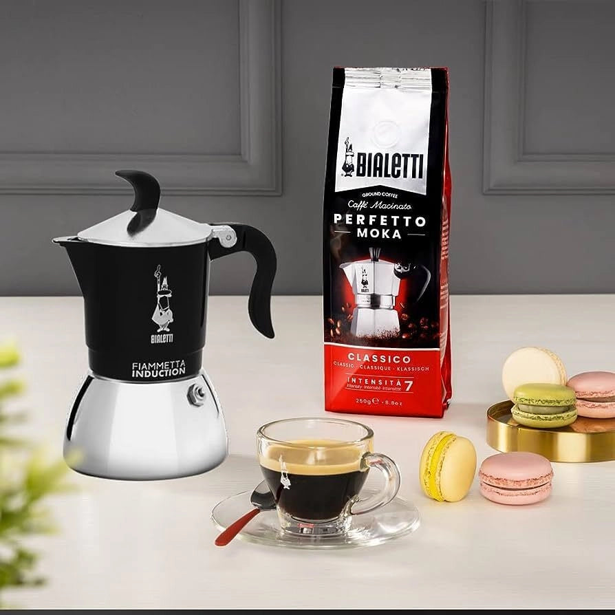 Bialetti Fiammetta Induction Moka 0,1 L Nero, Acciaio inox
