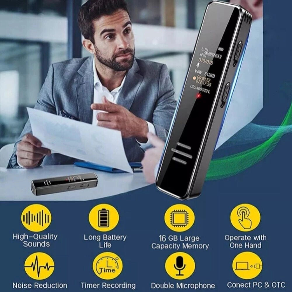 REGISTRATORE VOCALE DIGITALE PORTATILE LETTORE MP3 WAV USB AUDIO 8GB Q-LC501