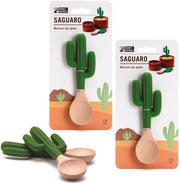 Set di cucchiai in legno da 2 pezzi, forma di cactus, per guacamole, salsa e dips messicani, attrezzi da cucina in legno ideali