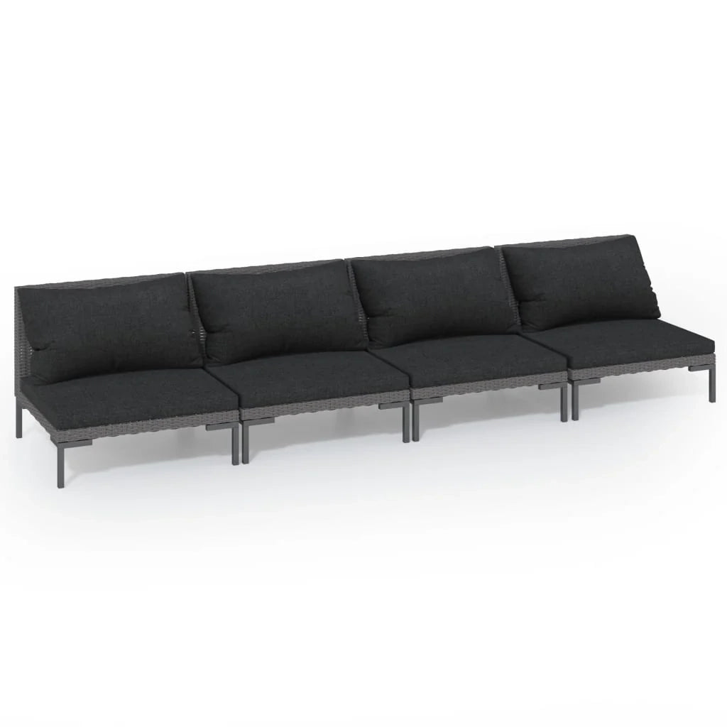 Set di mobili da giardino mobili da esterno set da 4 pezzi con cuscini resina intrecciata grigio scuro 02_0016186