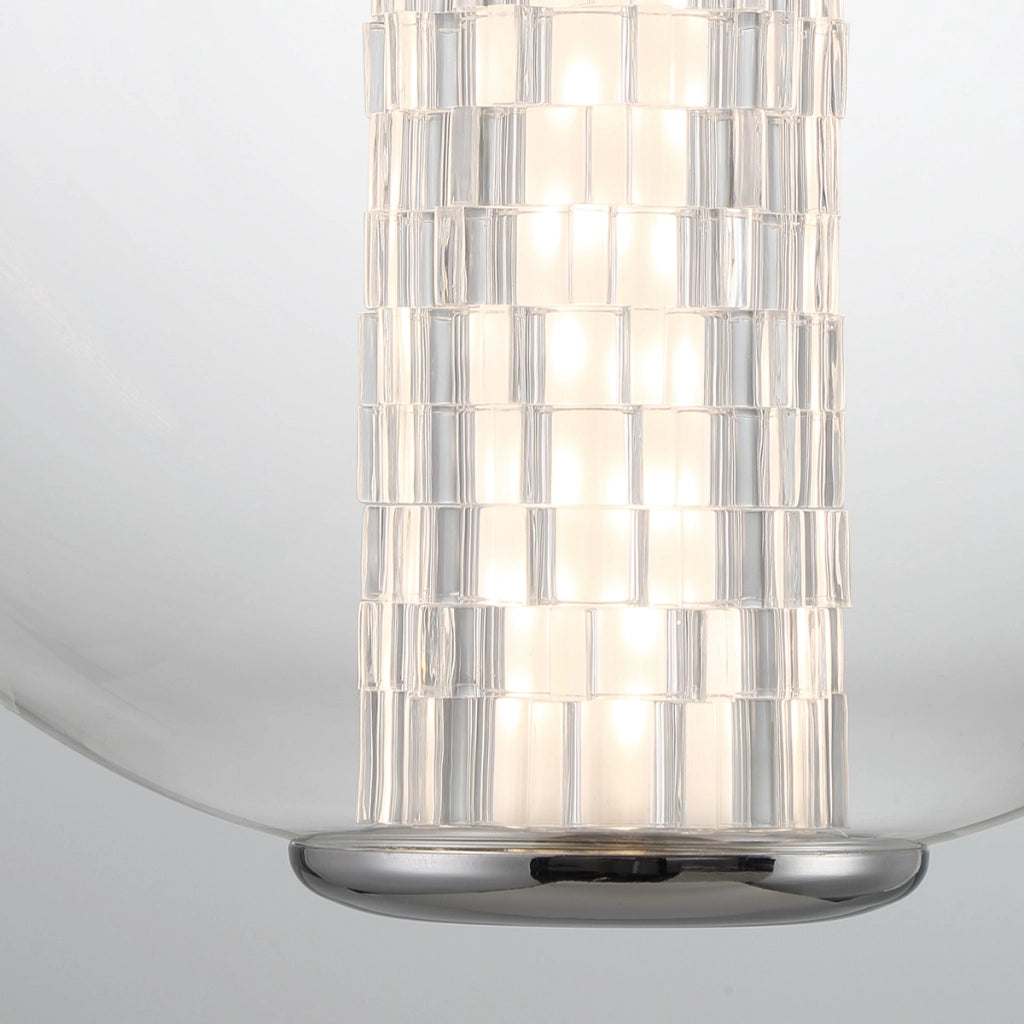 Lampada a sospensione Quintiesse Atomo LED 9W vetro cromo