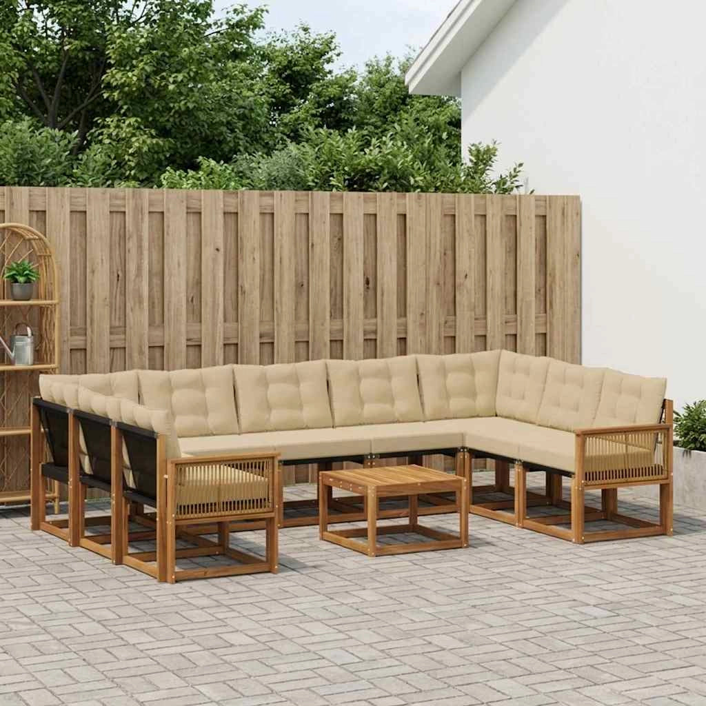 Set di divani da esterno 10 pz Naturale e Beige 3382229
